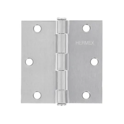 Bisagra cuadrada 3-1/2', acero satinado, cabeza plana HERMEX