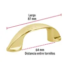 Jaladera de 64mm, línea Elipse, latón brillante, HERMEX 3