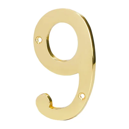 Número 9 de latón sólido 4', latón brillante, HERMEX
