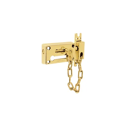 Pasador con cadena para puerta, acabado latón, HERMEX