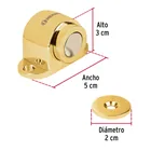 Tope para puerta magnético, acabado latón brillante, HERMEX 3