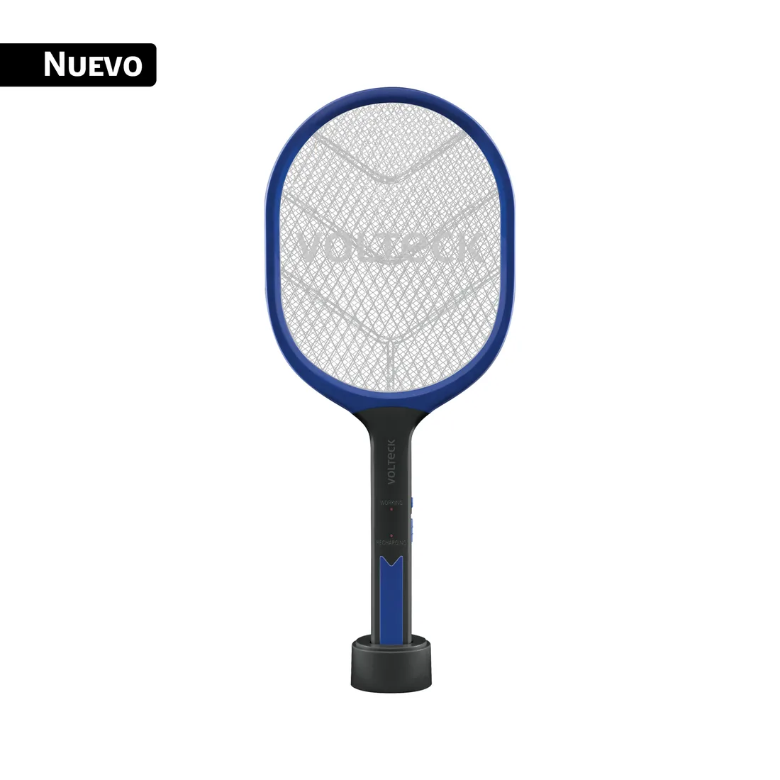 Raqueta mata moscas y mosquitos con base, recargable VOLTECK