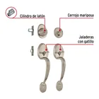 Doble jaladera, Lugo llave-mariposa, Níquel Satín, HERMEX 2