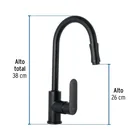 Monomando retráctil para fregadero, negro, FOSET RIVIERA 3