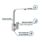 Monomando cuello alto para fregadero, satín, FOSET KUBO 2