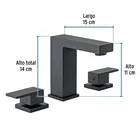 Mezcladora para lavabo taladros separados, negro, FOSET KUBO 3