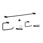 Juego de 6 accesorios para baño, negro, FOSET KUBO 1