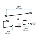 Juego de 6 accesorios para baño, negro, FOSET KUBO 3