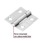 Bisagra rectangular 1 x 7/8', acero natural, HERMEX 2