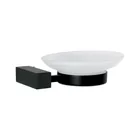 Jabonera con plato de vidrio, negro, FOSET KUBO 1