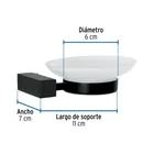 Jabonera con plato de vidrio, negro, FOSET KUBO 2