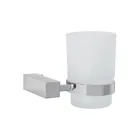 Portavaso cepillero con vaso de vidrio, cromo, FOSET KUBO 1