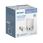 Portavaso cepillero con vaso de vidrio, cromo, FOSET KUBO 3