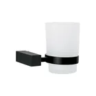 Portavaso cepillero con vaso de vidrio, negro, FOSET KUBO 1