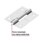 Bisagra rectangular 2 x 1-1/2', acero natural, HERMEX 2