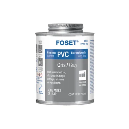 Cemento para PVC, gris, máxima viscosidad, lata 250ml, FOSET