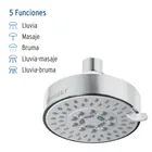 Regadera cromo 4'con 5 funciones, sin brazo, FOSET ELEMENT 2