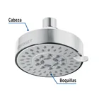 Regadera cromo 4'con 5 funciones, sin brazo, FOSET ELEMENT 6