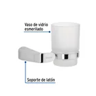 Portavaso cepillero cromo con vaso de vidrio, FOSET RIVIERA 2