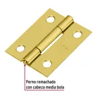 Bisagra rectangular 1-1/2 x 1-3/16', acero latonado, HERMEX 2