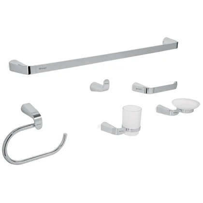 Juego de 6 accesorios para baño acabado cromo, RIVIERA