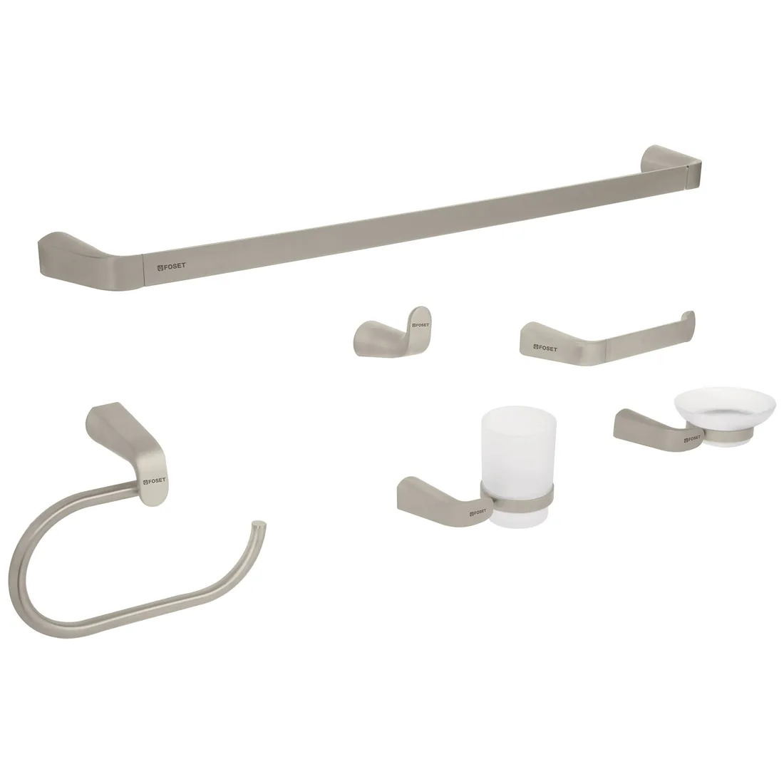 Juego de 6 accesorios para baño acabado satín, RIVIERA