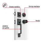 Jaladera/perilla/cerrojo, Porto llave-mariposa, Negro 2