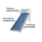 Calentador solar de agua, 8 tubos, 94L, 2 personas, FOSET 3