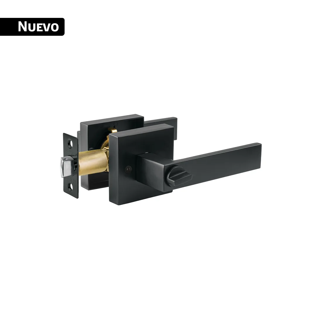 Cerradura manija 'Módena' p/baño, negro mate, HERMEX