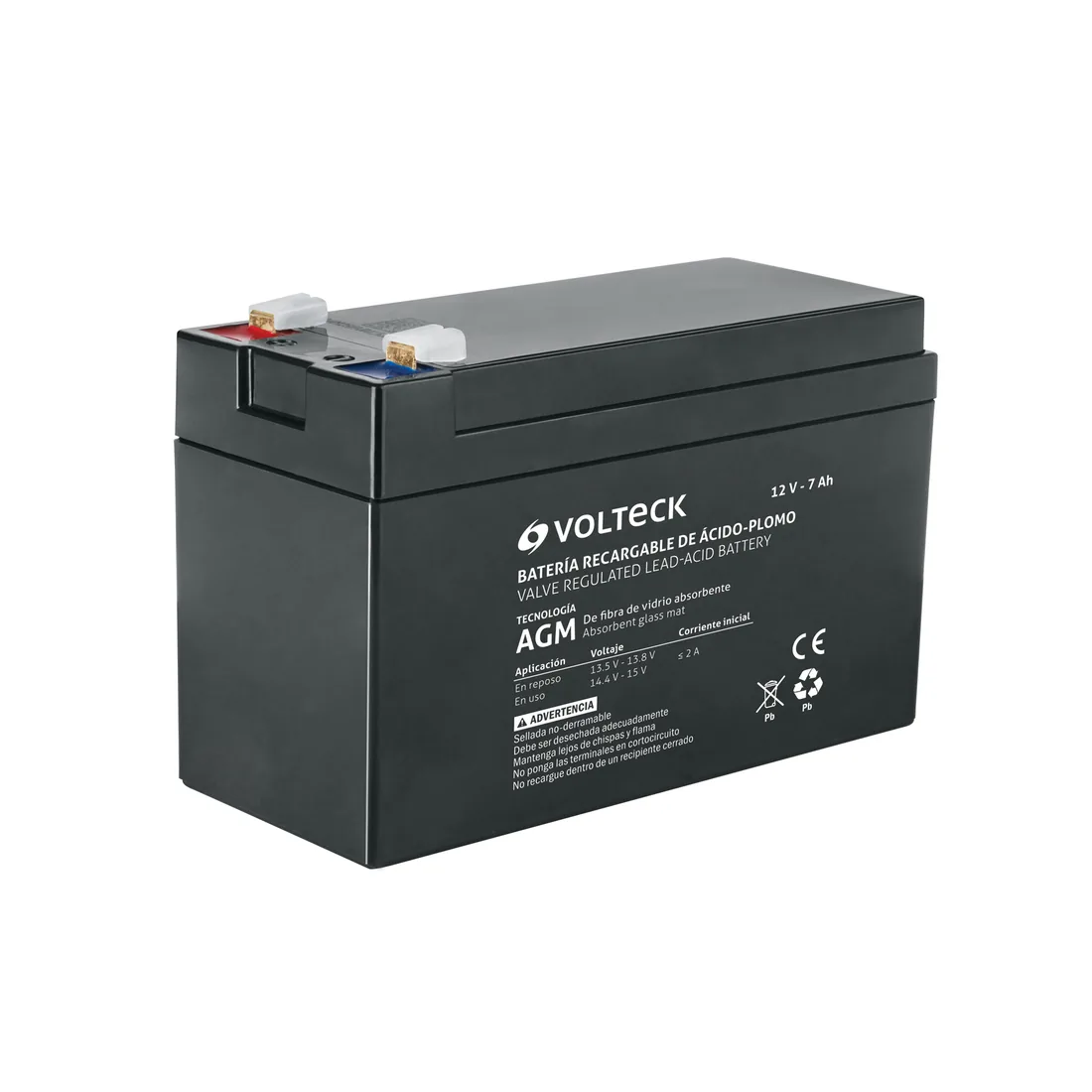 Batería sellada de ácido-plomo 12 Vcc 7 Ah, VOLTECK