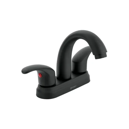 Mezcladora lavabo 4' negro, nariz curva, palanca, AQUA