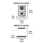Parrilla gas empotrable 30 cm, 2 quemadores, esmalte, FOSET 3