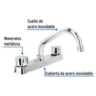Mezcladora 8' fregadero cromo, cuello corto,compresión,BASIC 2