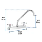 Mezcladora 8' fregadero cromo, cuello largo, cruceta, BASIC 3