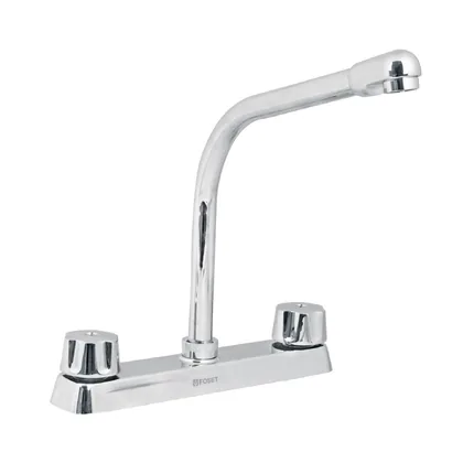 Mezcladora 8' fregadero cromo, cuello cobra,compresión,BASIC