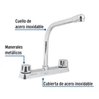 Mezcladora 8' fregadero cromo, cuello cobra,compresión,BASIC 2