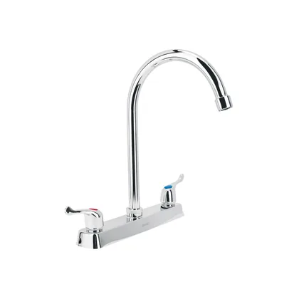 Mezcladora 8' fregadero cromo, cuello curvo, palanca, BASIC