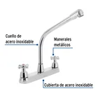 Mezcladora fregadero 8' cromo, cuello cobra, cruceta, AQUA 2