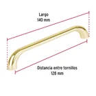 Jaladera de 128mm, línea Cádiz, latón brillante, HERMEX 3