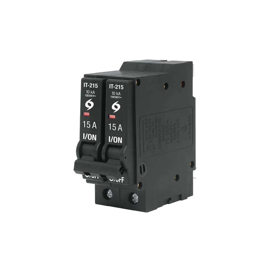 Interruptor de 2 polos 15A, enchufable, a granel, VOLTECK