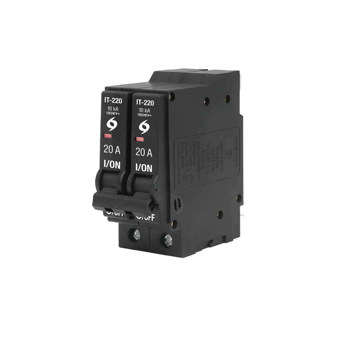 Interruptor de 2 polos 20A, enchufable, a granel, VOLTECK