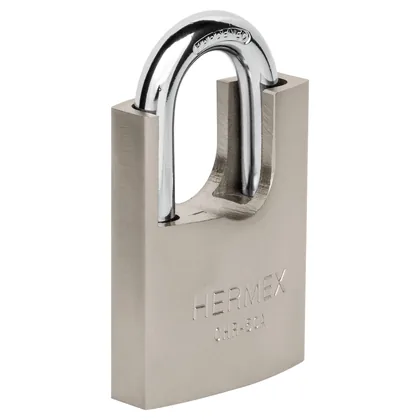 Candado de hierro 50 mm con coraza, llave de disco, HERMEX