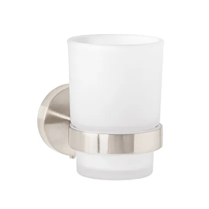 Portavaso cepillero satín con vaso de vidrio, FOSET TÚBIG