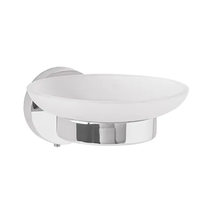 Jabonera metálica cromo con plato de vidrio, FOSET TÚBIG