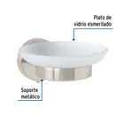 Jabonera metálica satín con plato de vidrio, FOSET TÚBIG 2