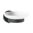 Jabonera metálica negro con plato de vidrio, FOSET TÚBIG 1