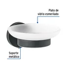 Jabonera metálica negro con plato de vidrio, FOSET TÚBIG 2