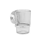 Portavaso cepillero con vaso de vidrio, cromo, FOSET AQUA 1