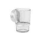 Portavaso cepillero con vaso de vidrio, níquel satín, AQUA 1