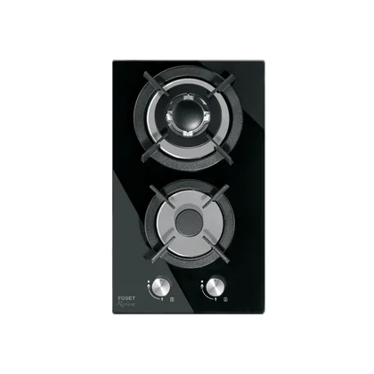 Parrilla gas empotrable 30cm, 2 quem, vidrio negro, RIVIERA